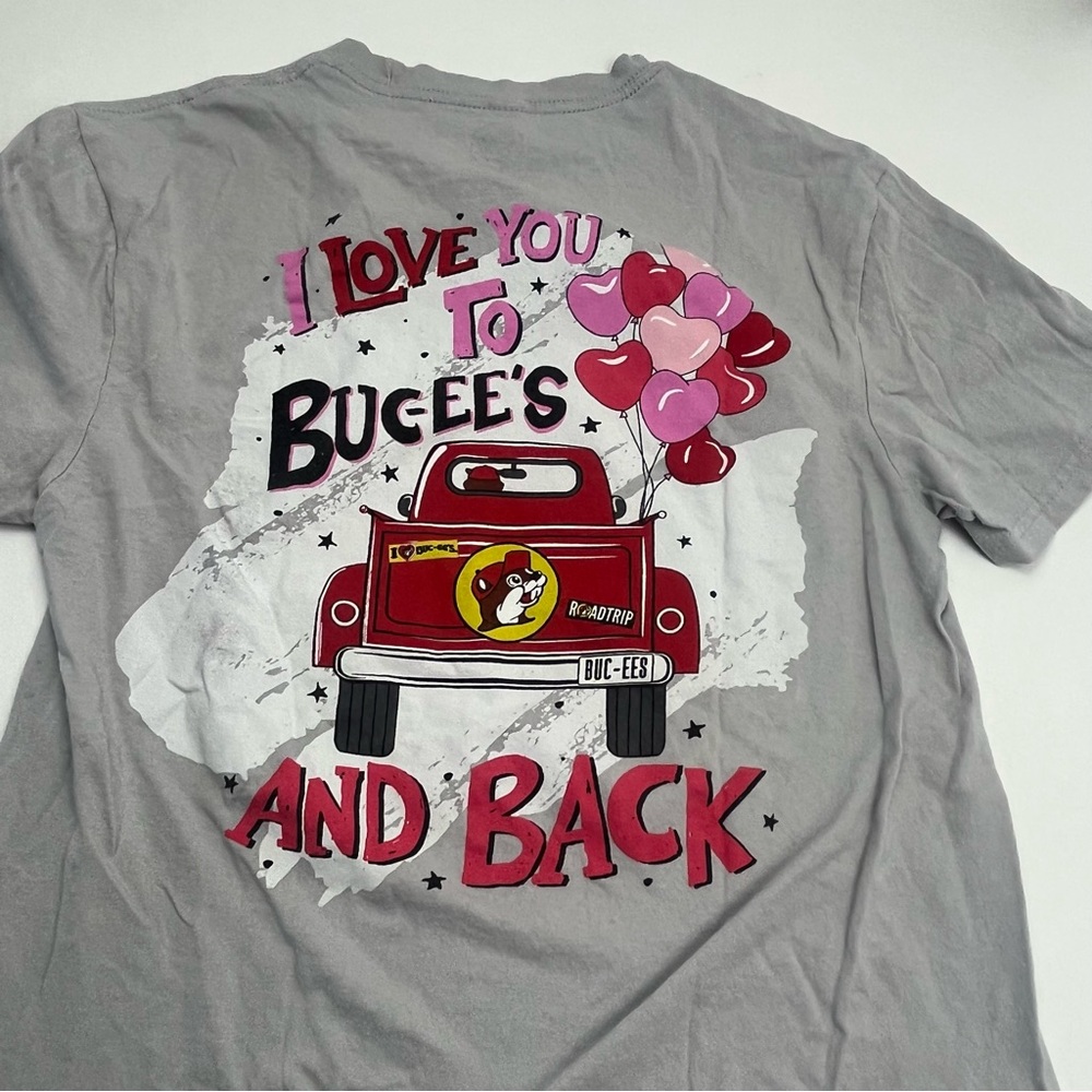 I‎ Love You To Buc-ee’s And Back Grey Gray Short Sleeve Shirt Womens SZ Small
